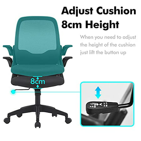 KERDOM Ergonomic Desk Chair White Breathable Mesh Computer Chair Office Chair Comfy Swivel Task Chair with Flip-up Armrests and Adjustable Height